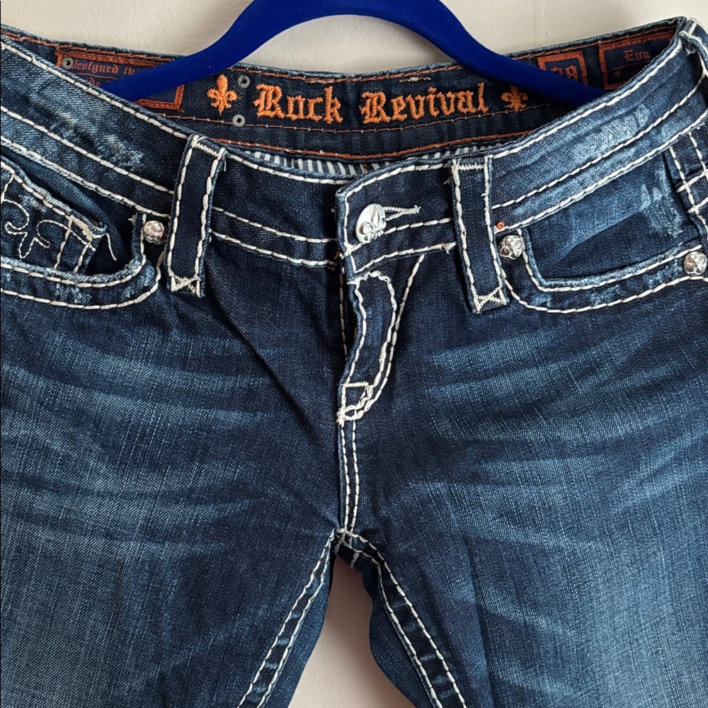 Rock Revival Dark Blue Denim Jeans 28 Eva relaxed boot